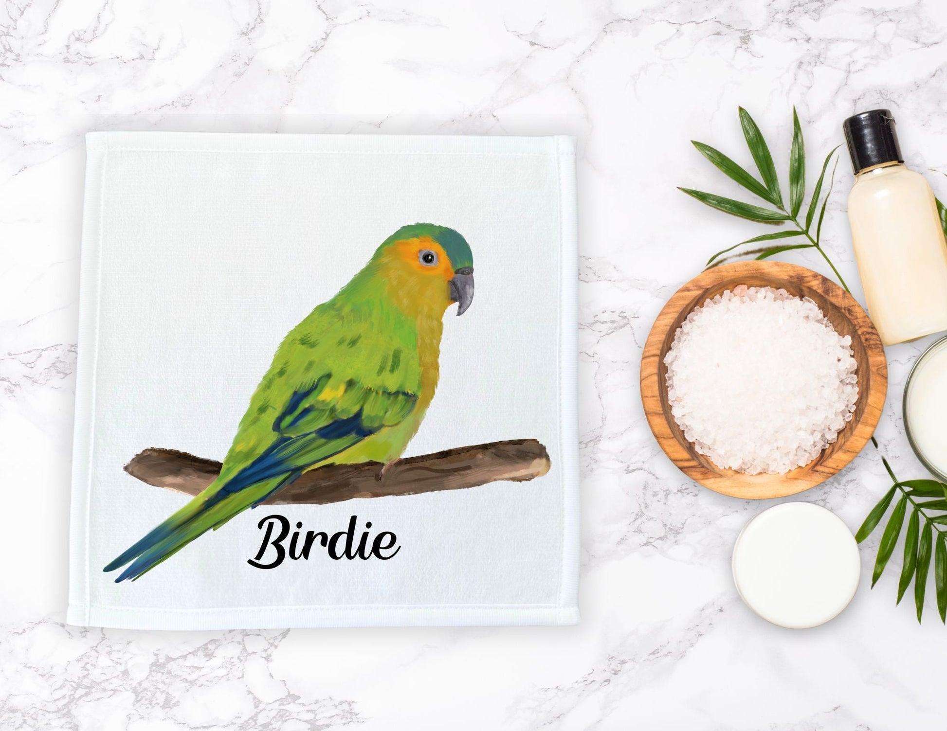 Brown - Throated Conure Washcloth - MerikaArt