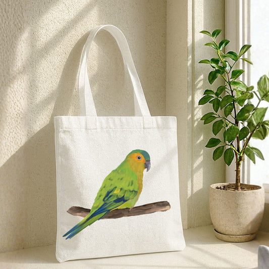 Brown Throated Parakeet Canvas Tote Bag - MerikaArt