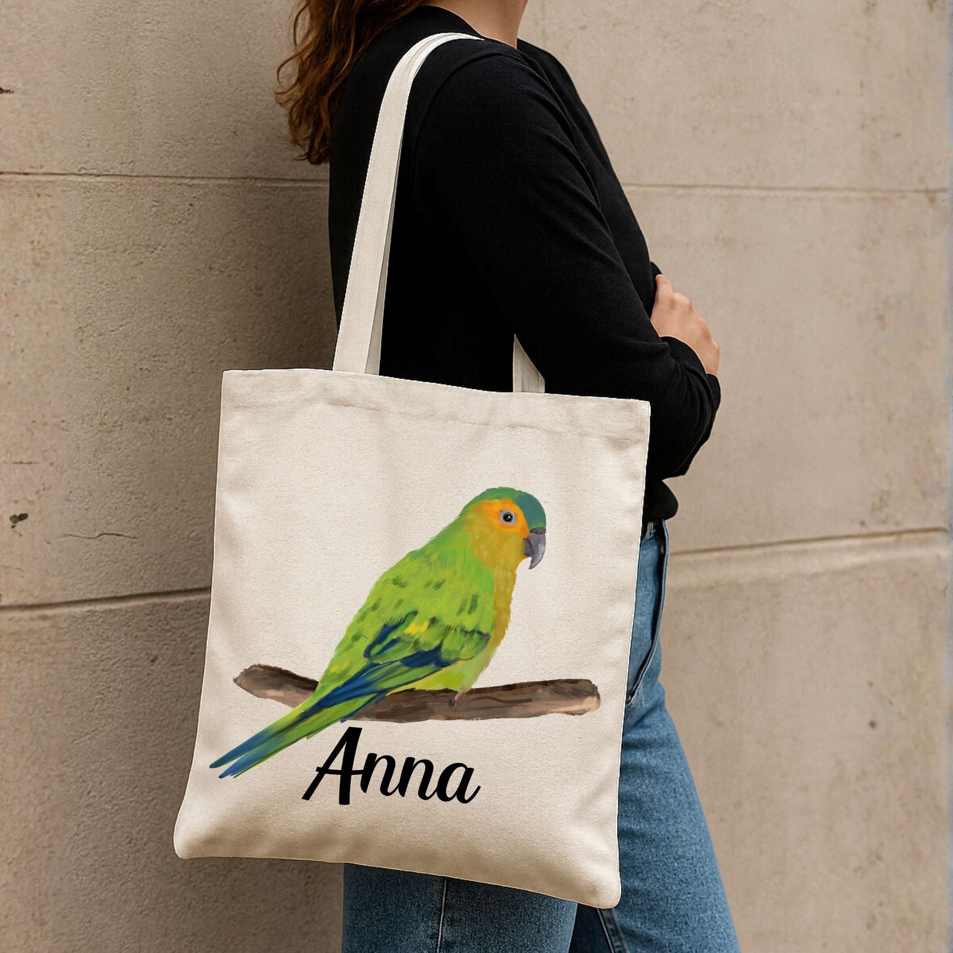 Brown Throated Parakeet Canvas Tote Bag - MerikaArt