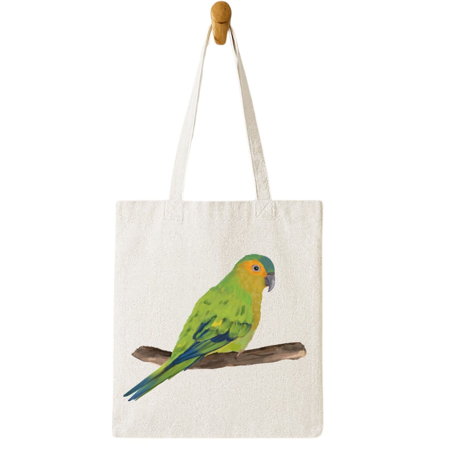 Brown Throated Parakeet Canvas Tote Bag - MerikaArt