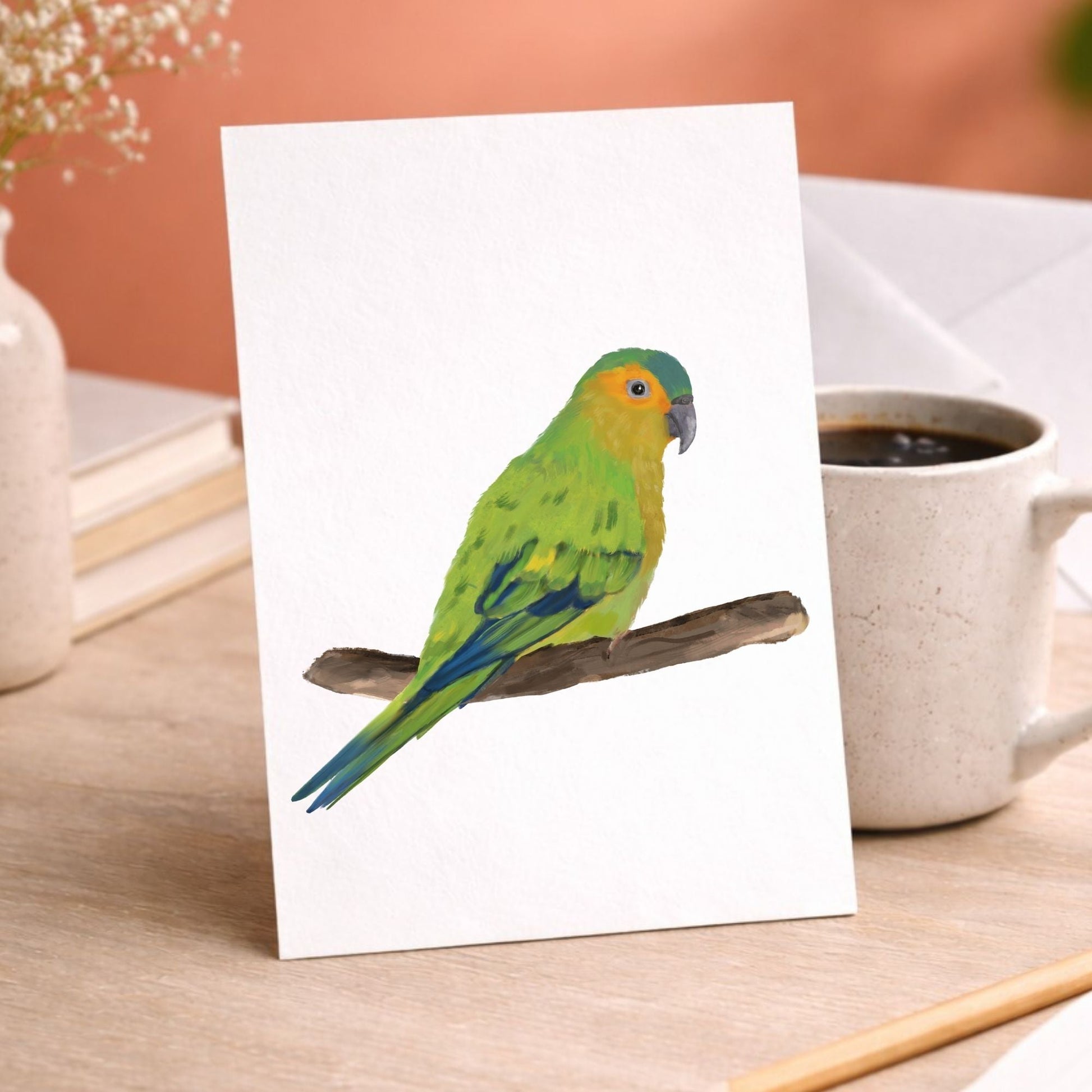 Brown - throated Parakeet Postcard - MerikaArt