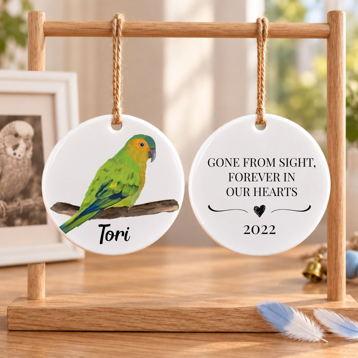 Brown Throated Parrot Ceramic Ornament - MerikaArt