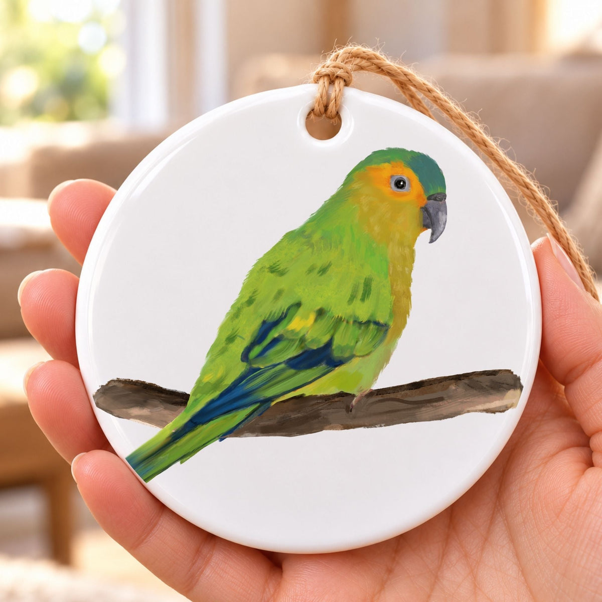 Brown Throated Parrot Ceramic Ornament - MerikaArt