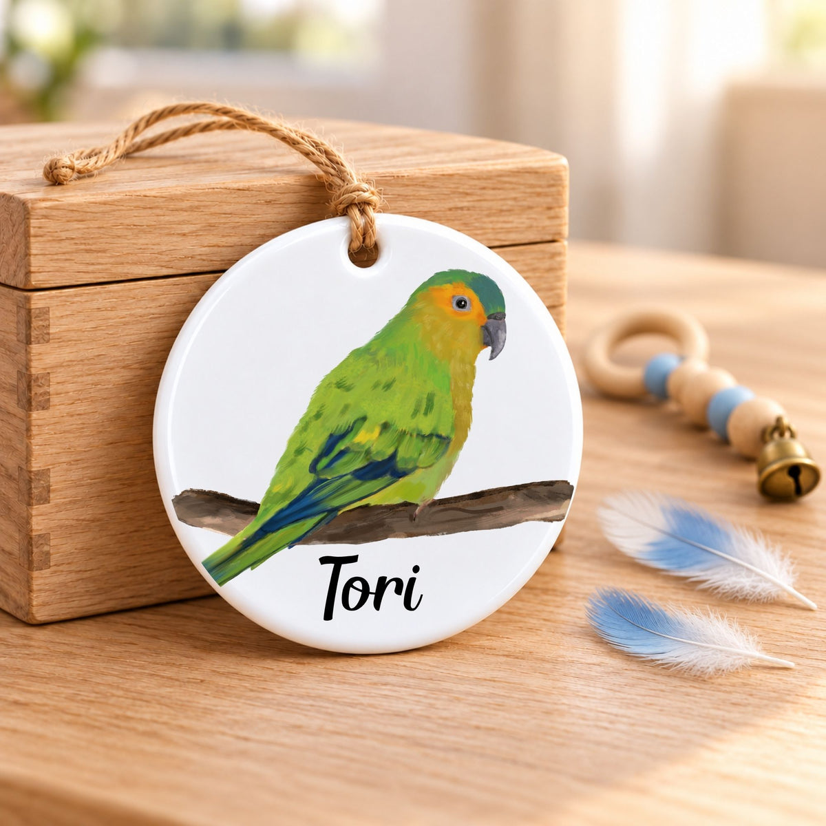 Brown Throated Parrot Ceramic Ornament - MerikaArt