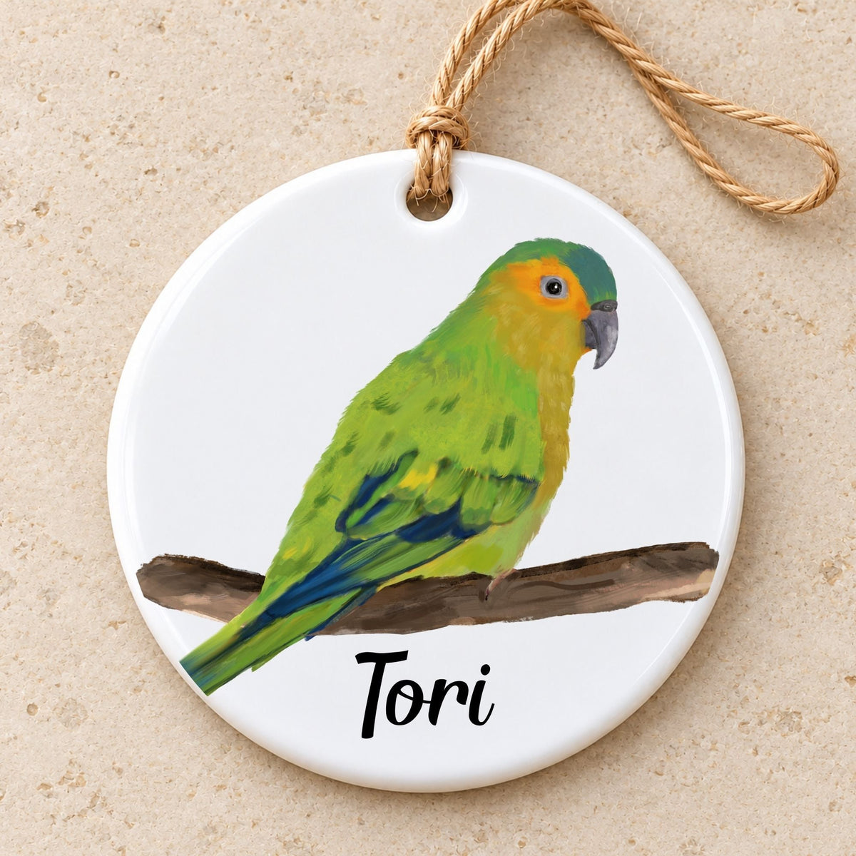 Brown Throated Parrot Ceramic Ornament - MerikaArt