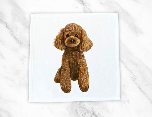 Brown Toy Poodle Washcloth - MerikaArt
