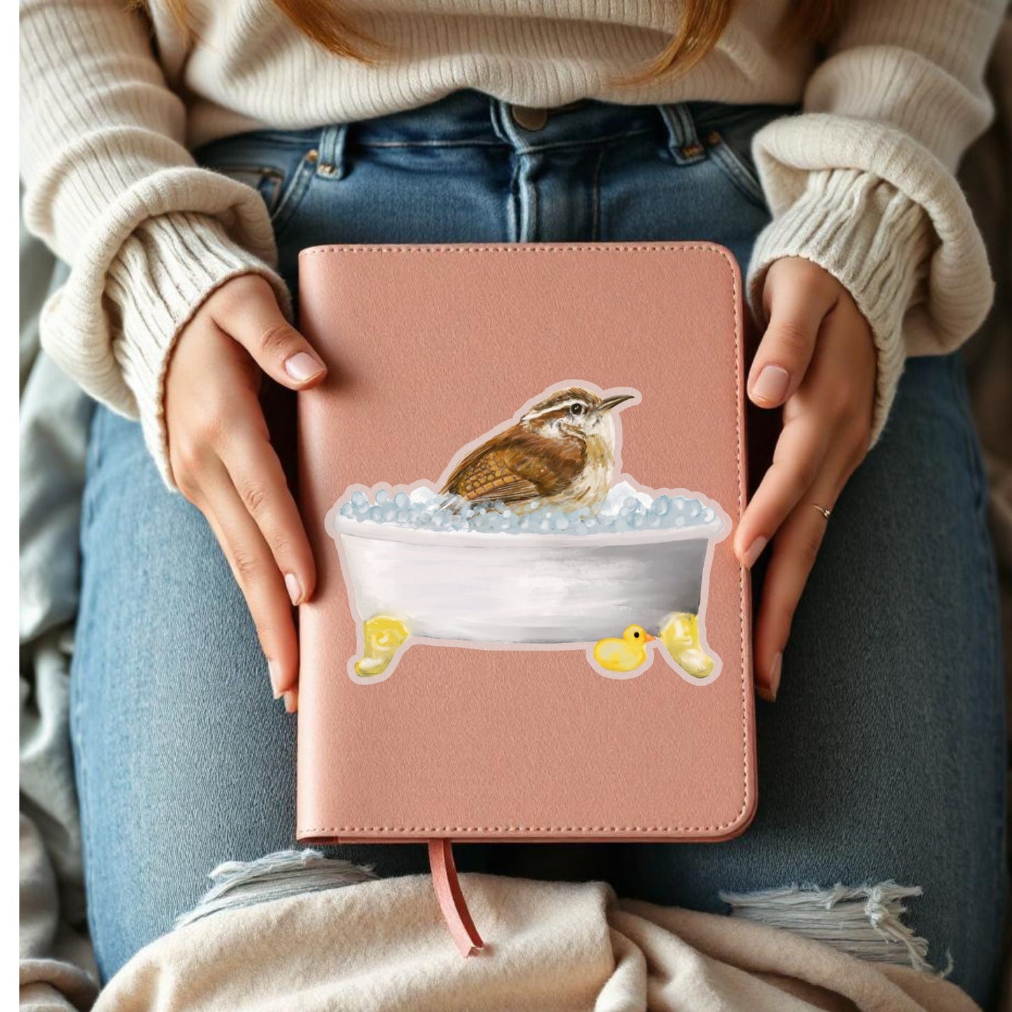 Bubble Bath Wren Vinly Sticker - MerikaArt