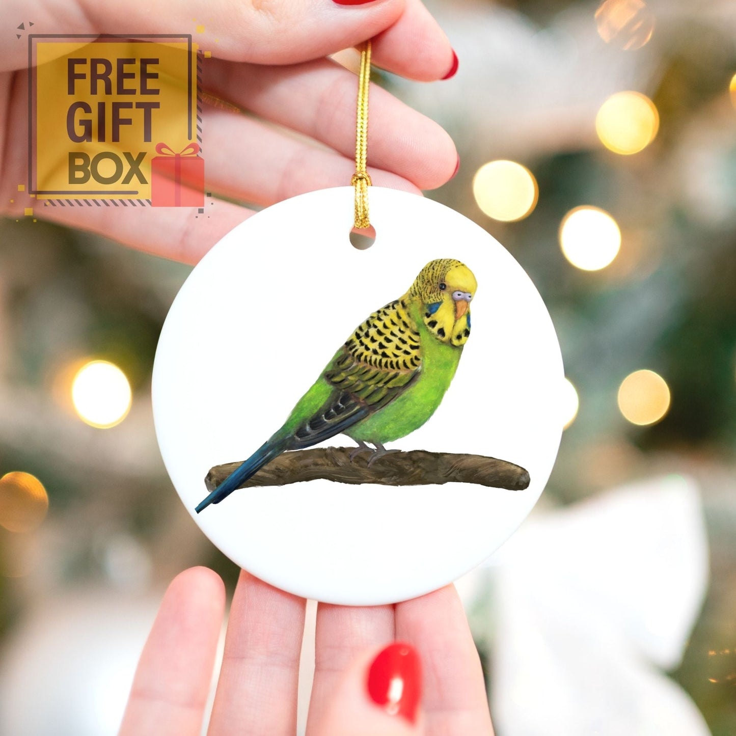Budgerigar Ceramic Ornament - MerikaArt