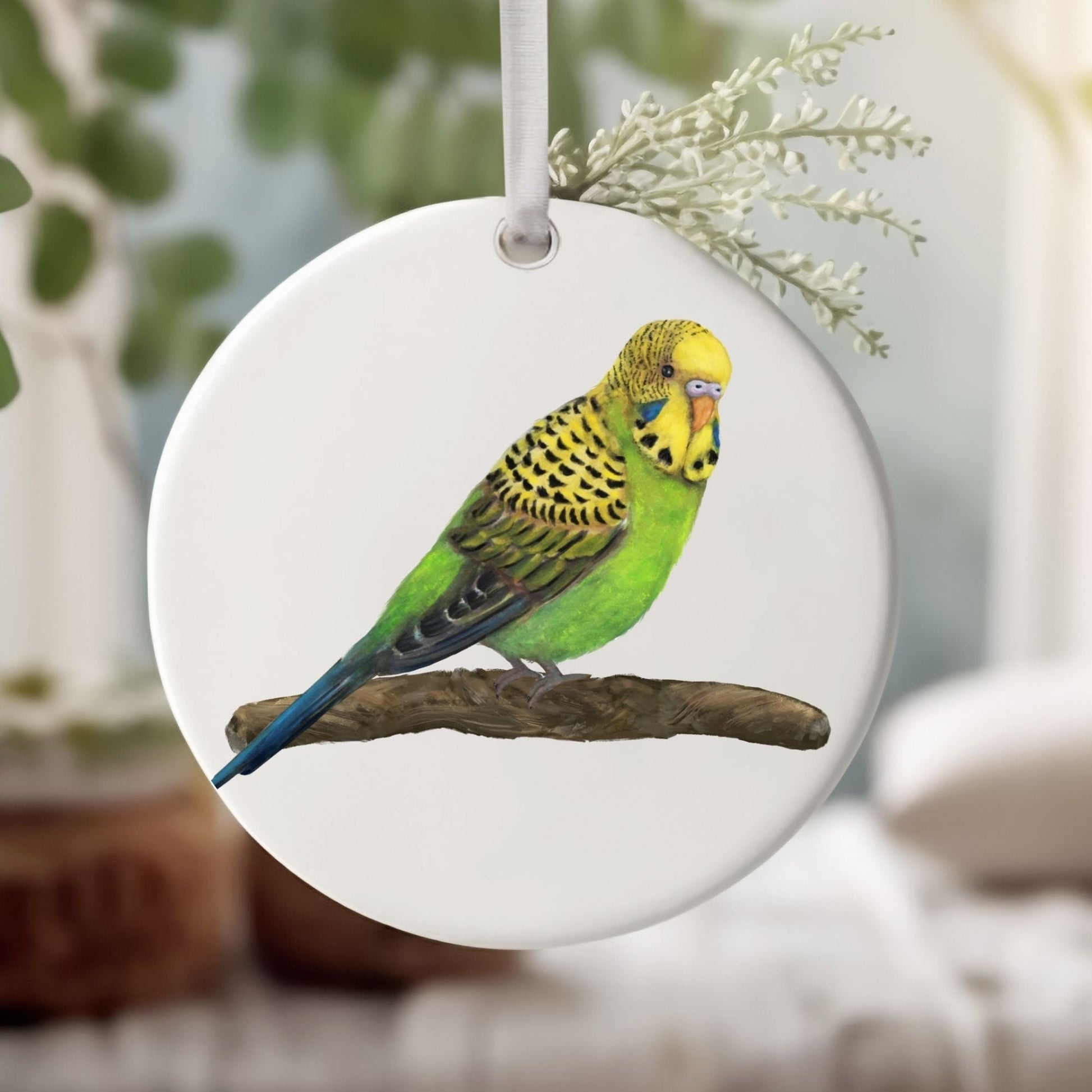 Budgerigar Ceramic Ornament - MerikaArt