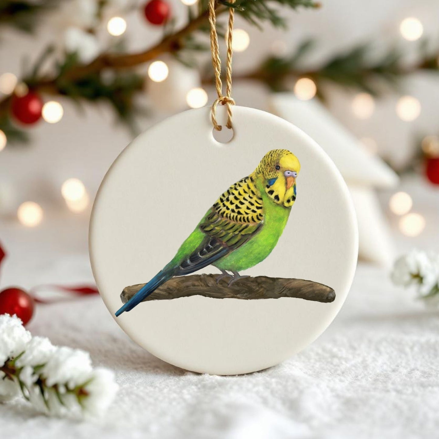 Budgerigar Ceramic Ornament - MerikaArt