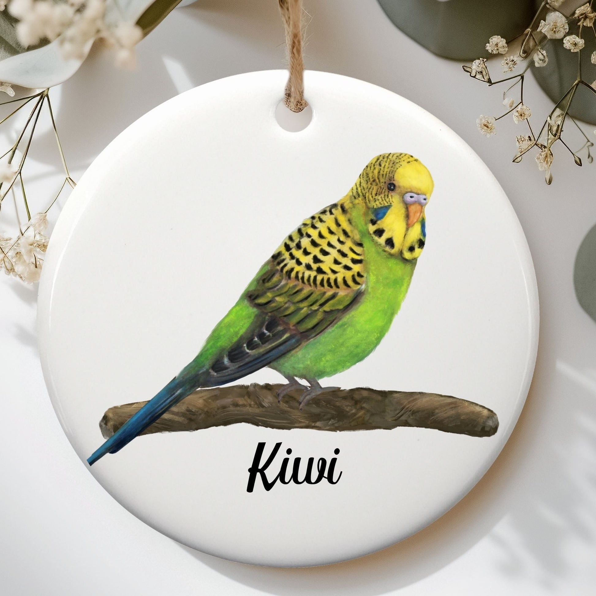 Budgerigar Ceramic Ornament - MerikaArt