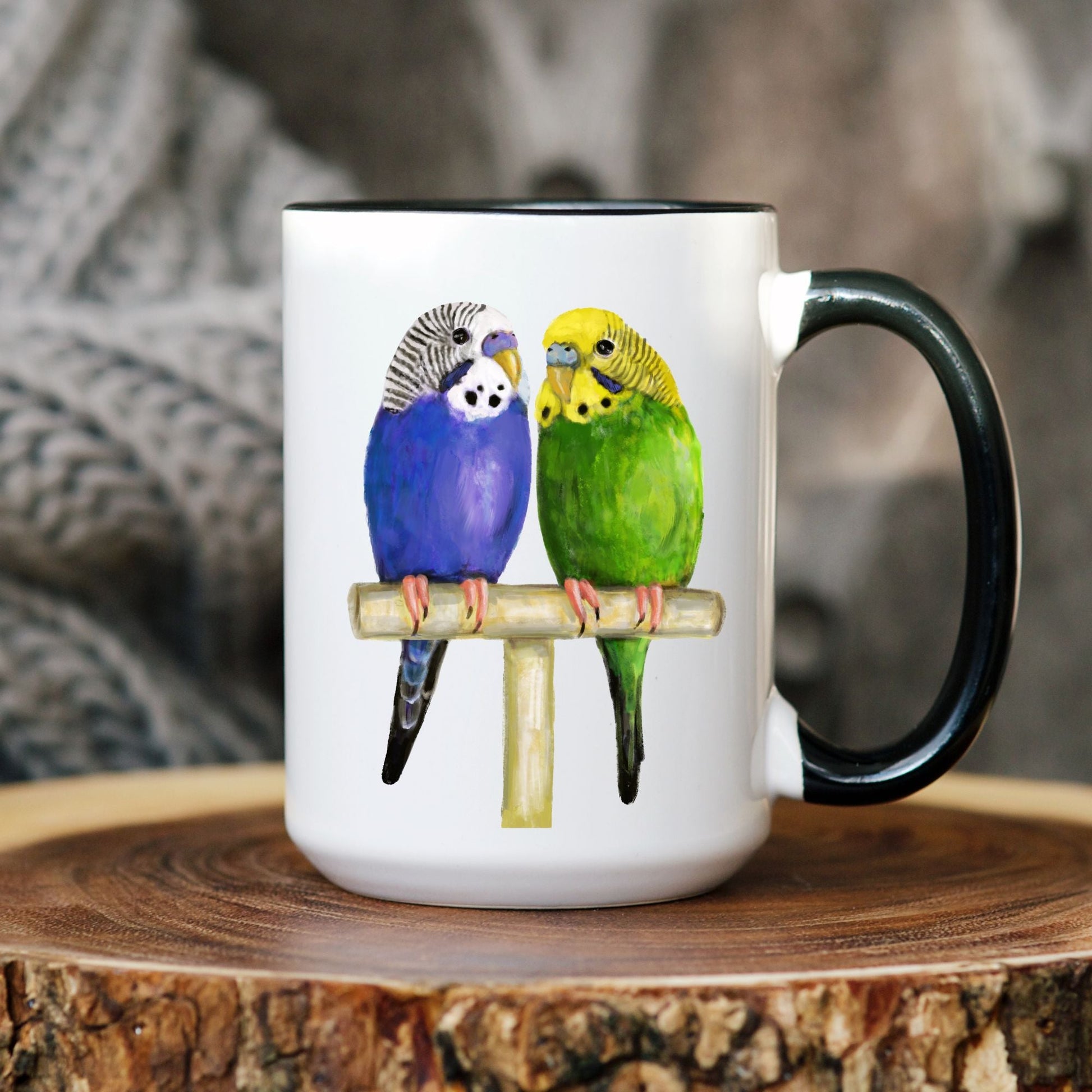 Budgerigar Pair Mug - MerikaArt