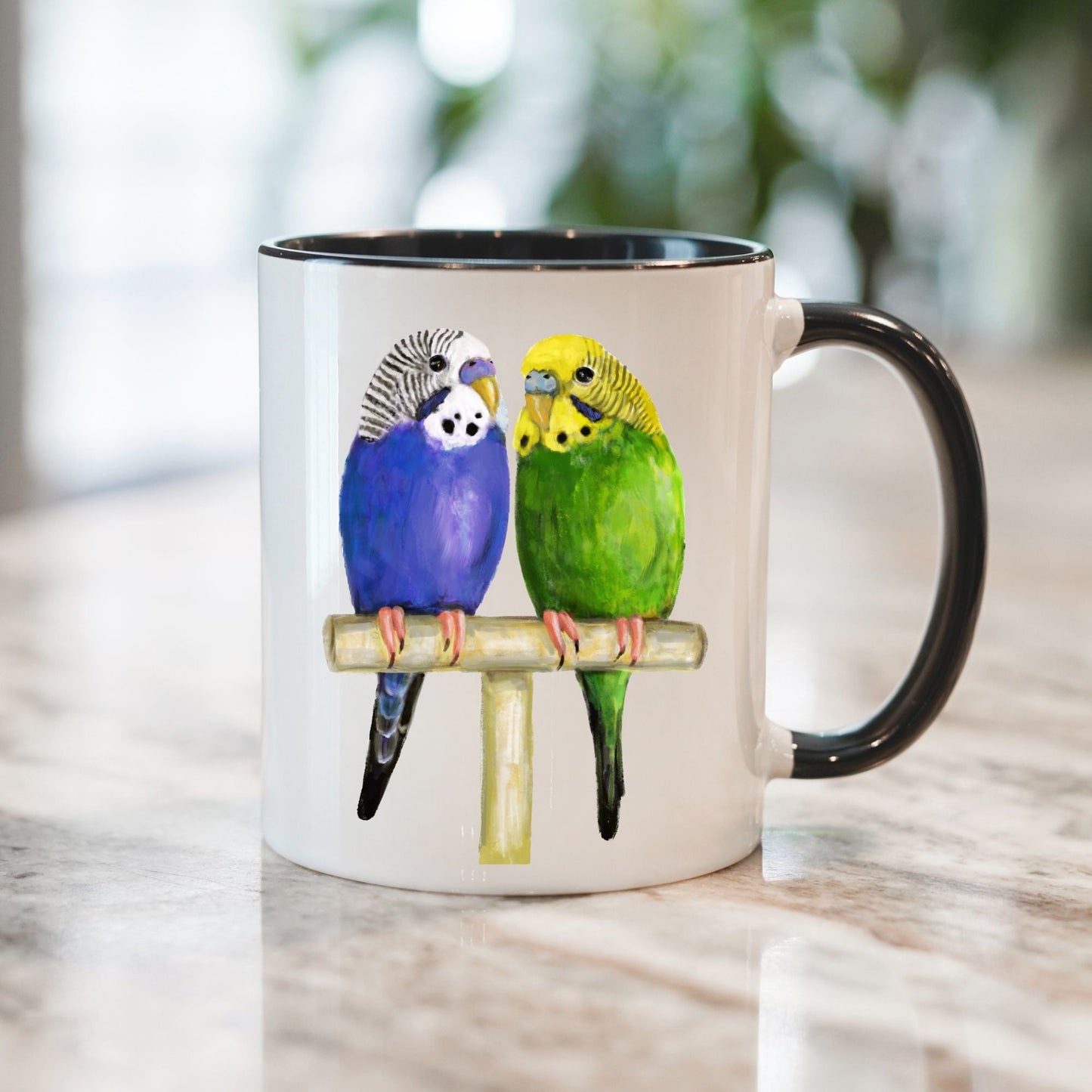 Budgerigar Pair Mug - MerikaArt
