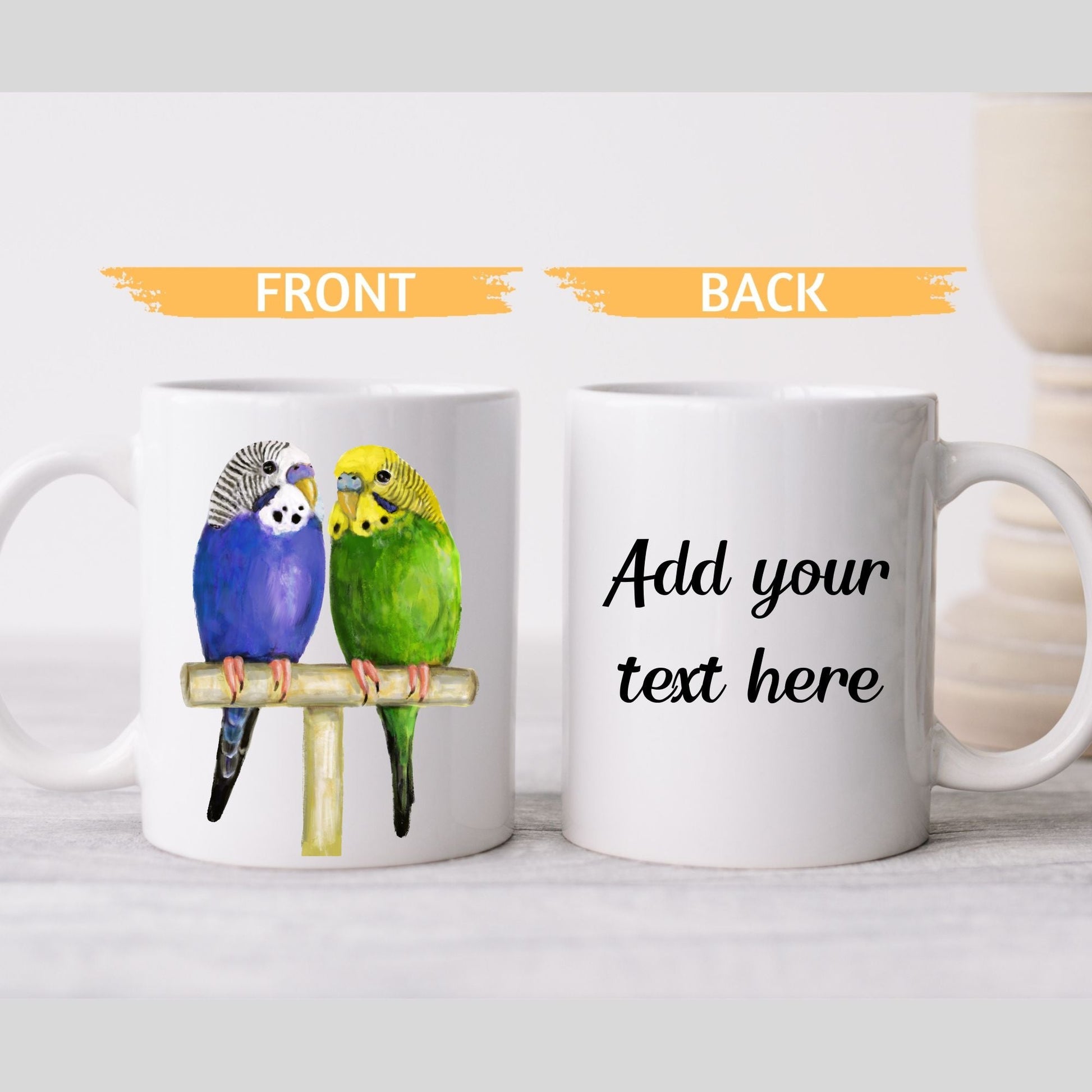Budgerigar Pair Mug - MerikaArt
