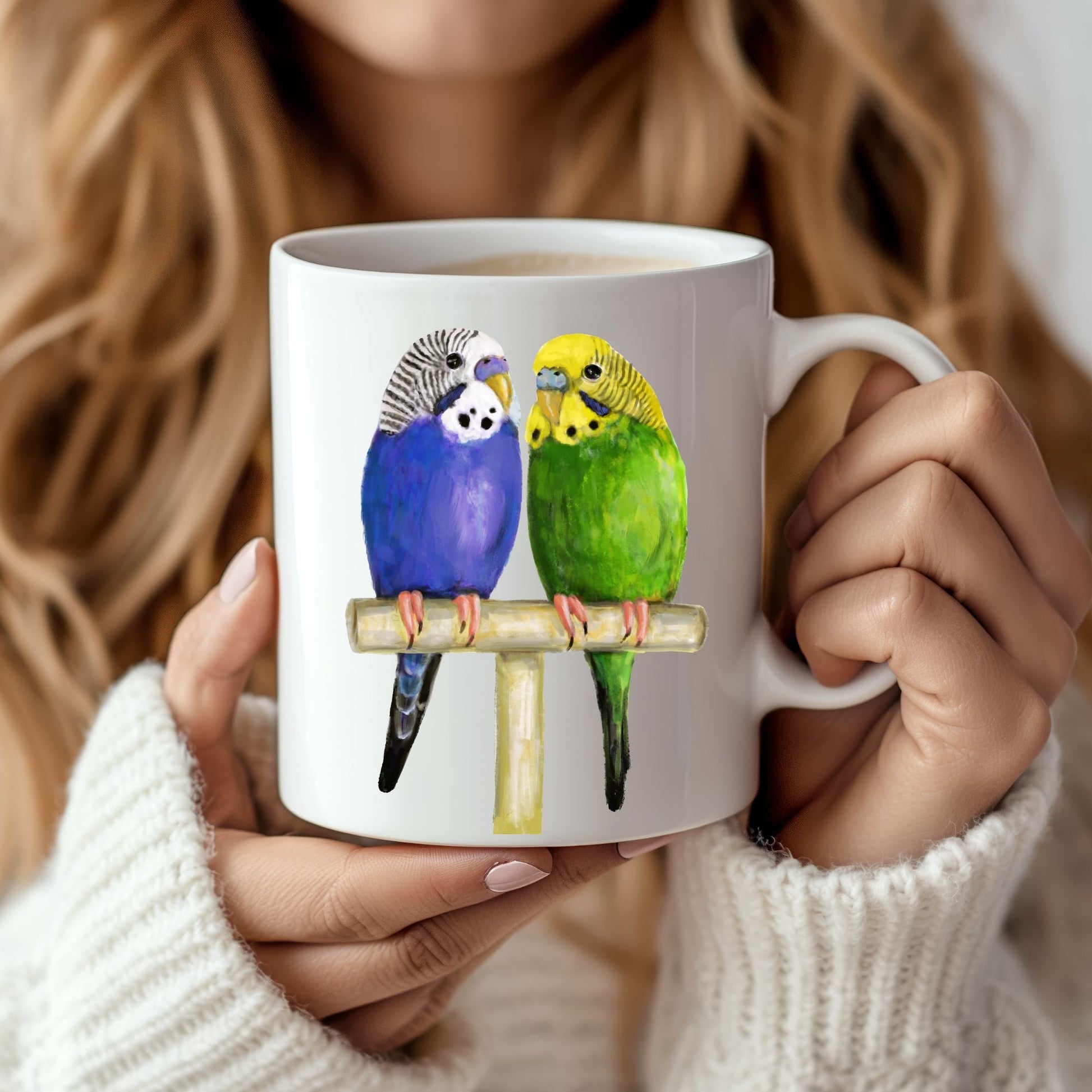 Budgerigar Pair Mug - MerikaArt