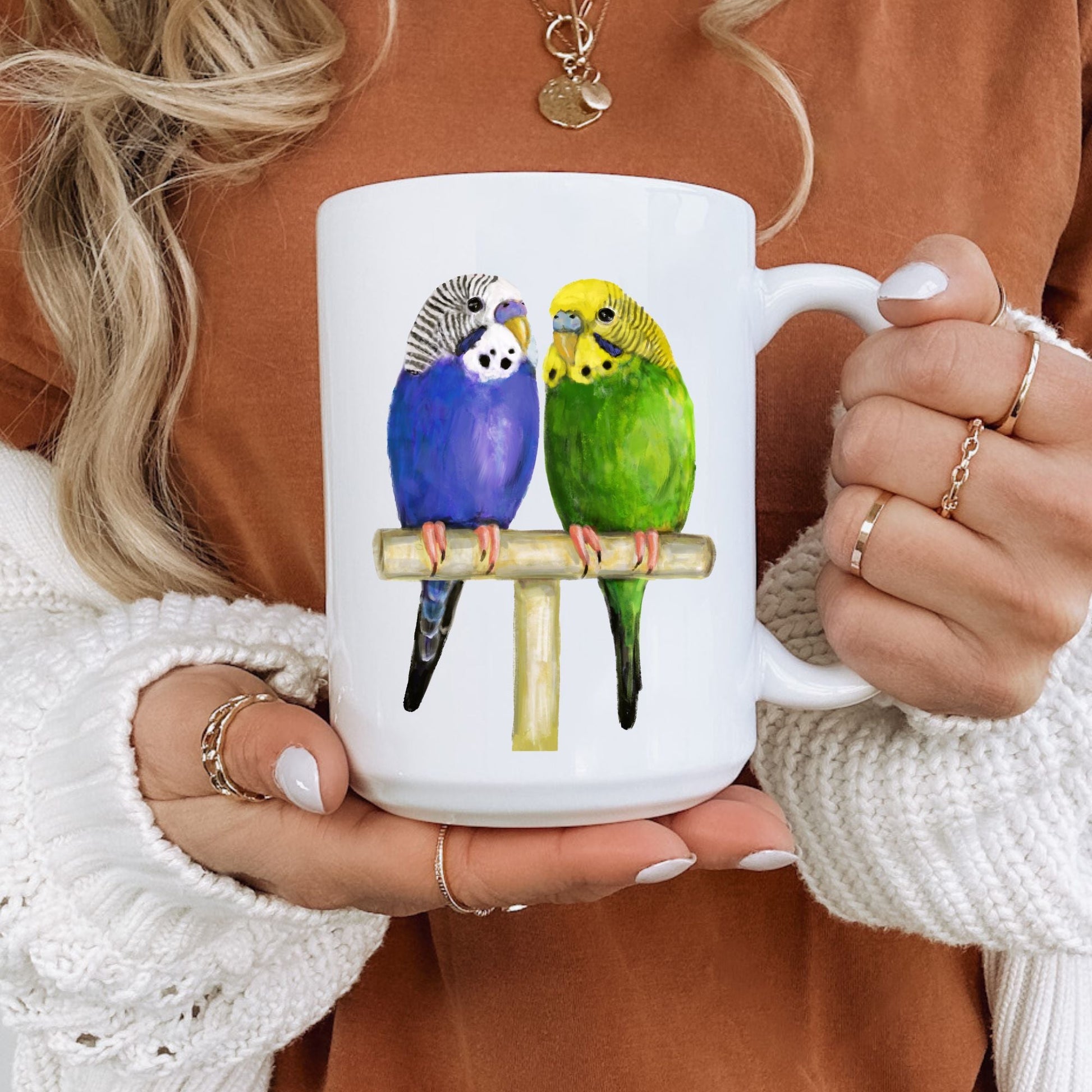 Budgerigar Pair Mug - MerikaArt