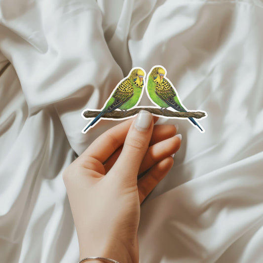 Budgerigar Parakeet Pair Sticker - MerikaArt