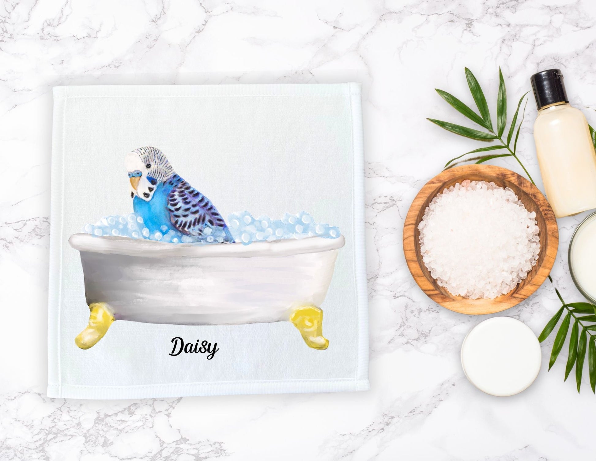 Budgie Bubble Bath Washcloth – A Delightful Gift for Bird Lovers - MerikaArt