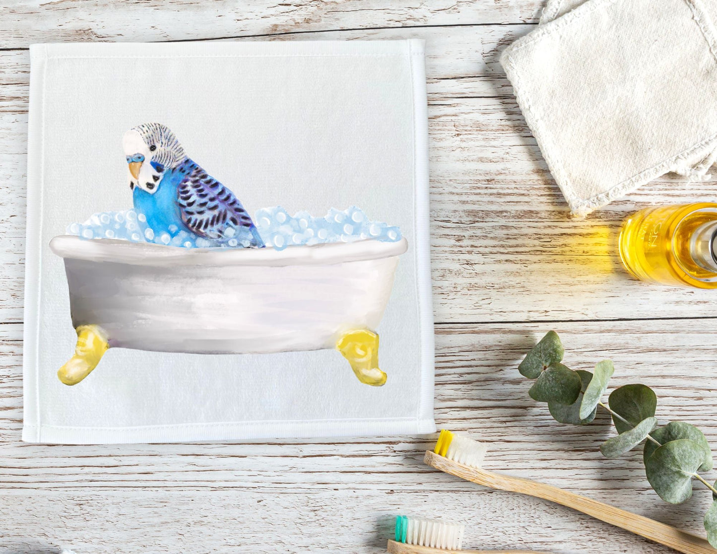 Budgie Bubble Bath Washcloth – A Delightful Gift for Bird Lovers - MerikaArt