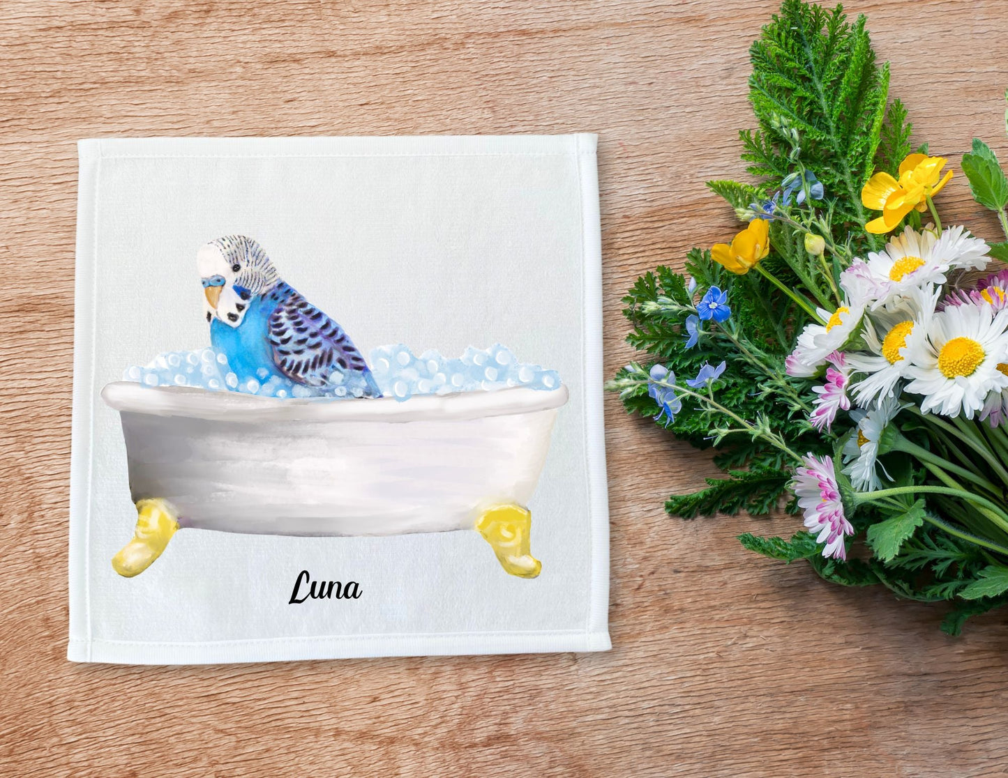 Budgie Bubble Bath Washcloth – A Delightful Gift for Bird Lovers - MerikaArt