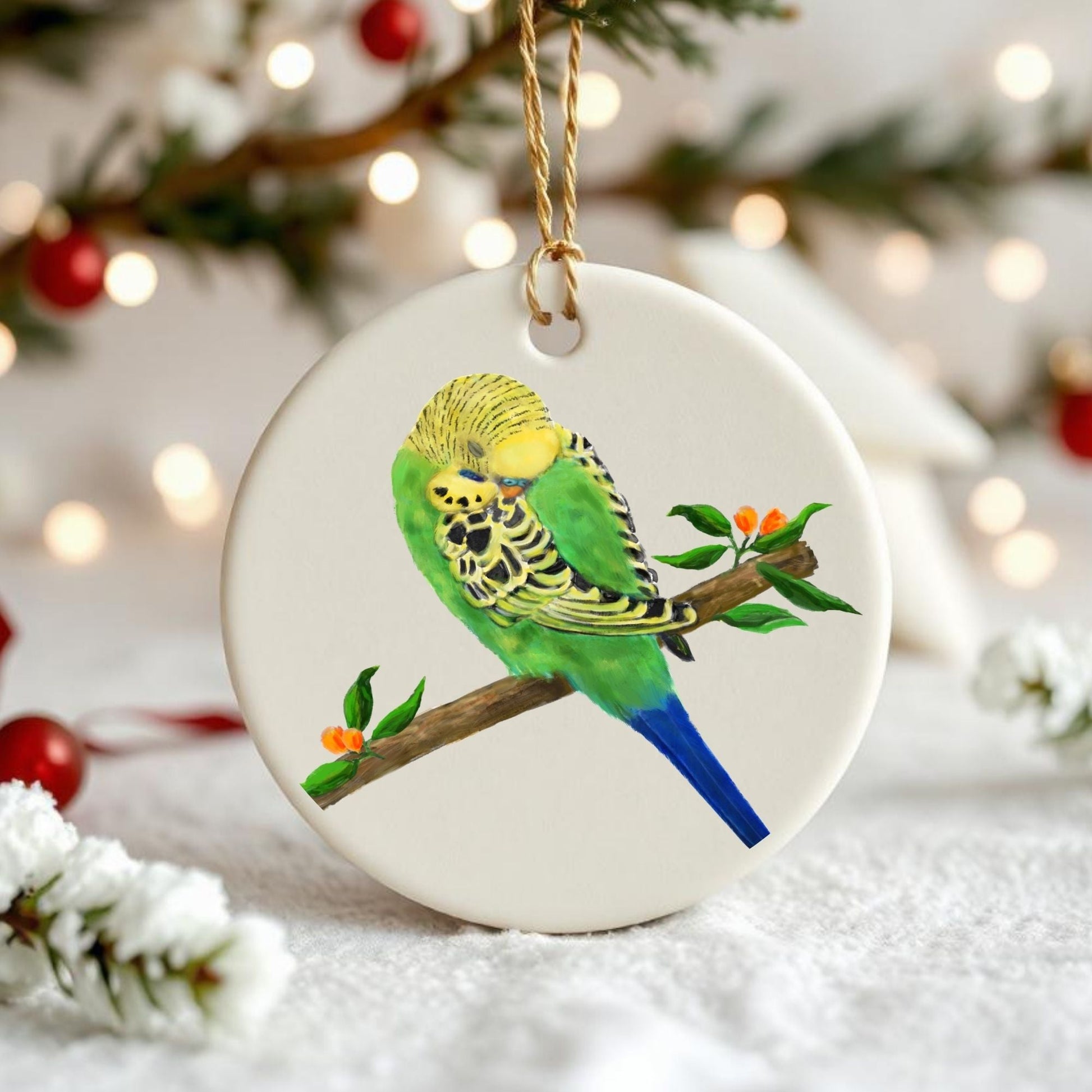 Budgie Ceramic Ornament - MerikaArt