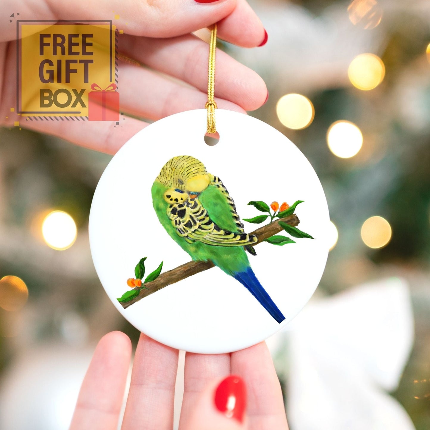 Budgie Ceramic Ornament - MerikaArt