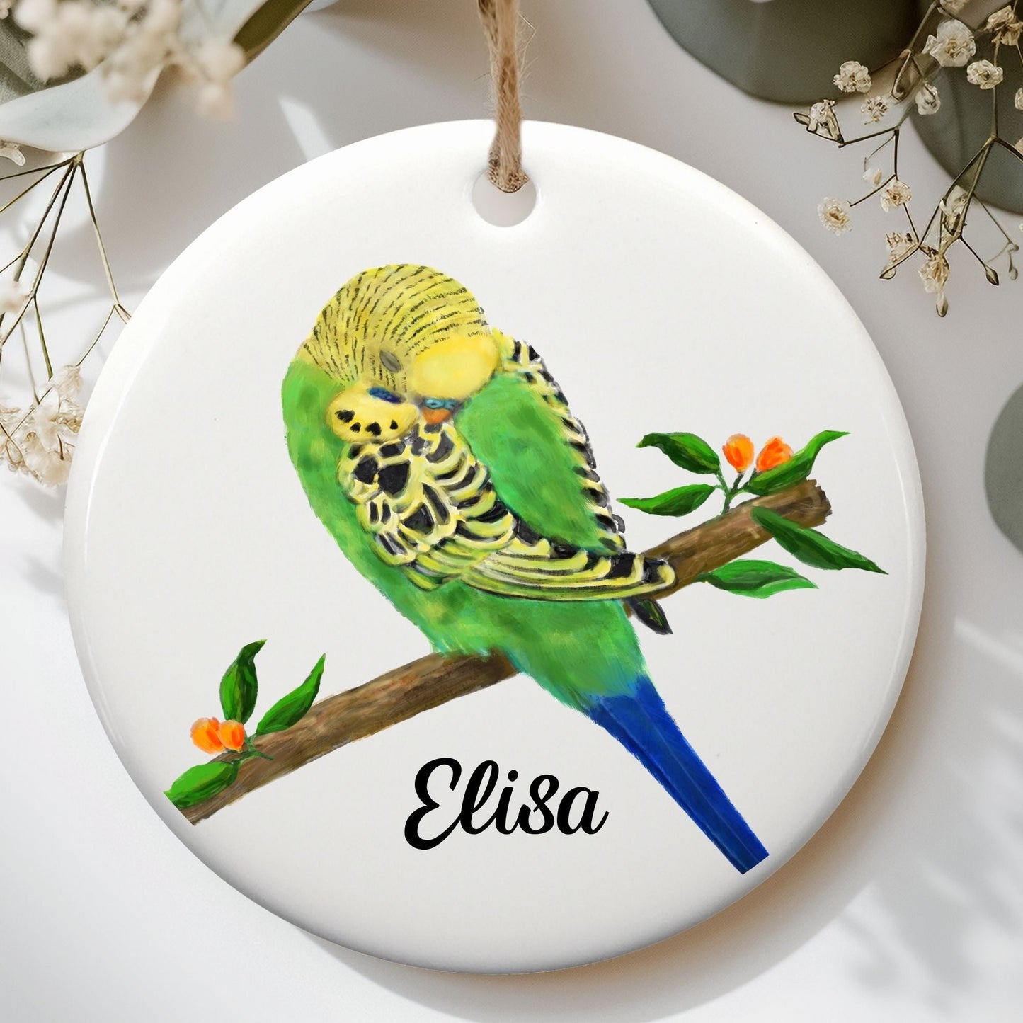 Budgie Ceramic Ornament - MerikaArt