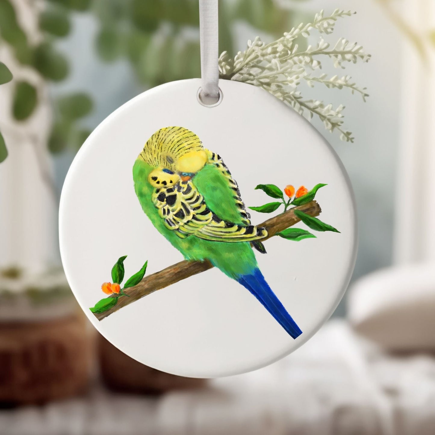 Budgie Ceramic Ornament - MerikaArt