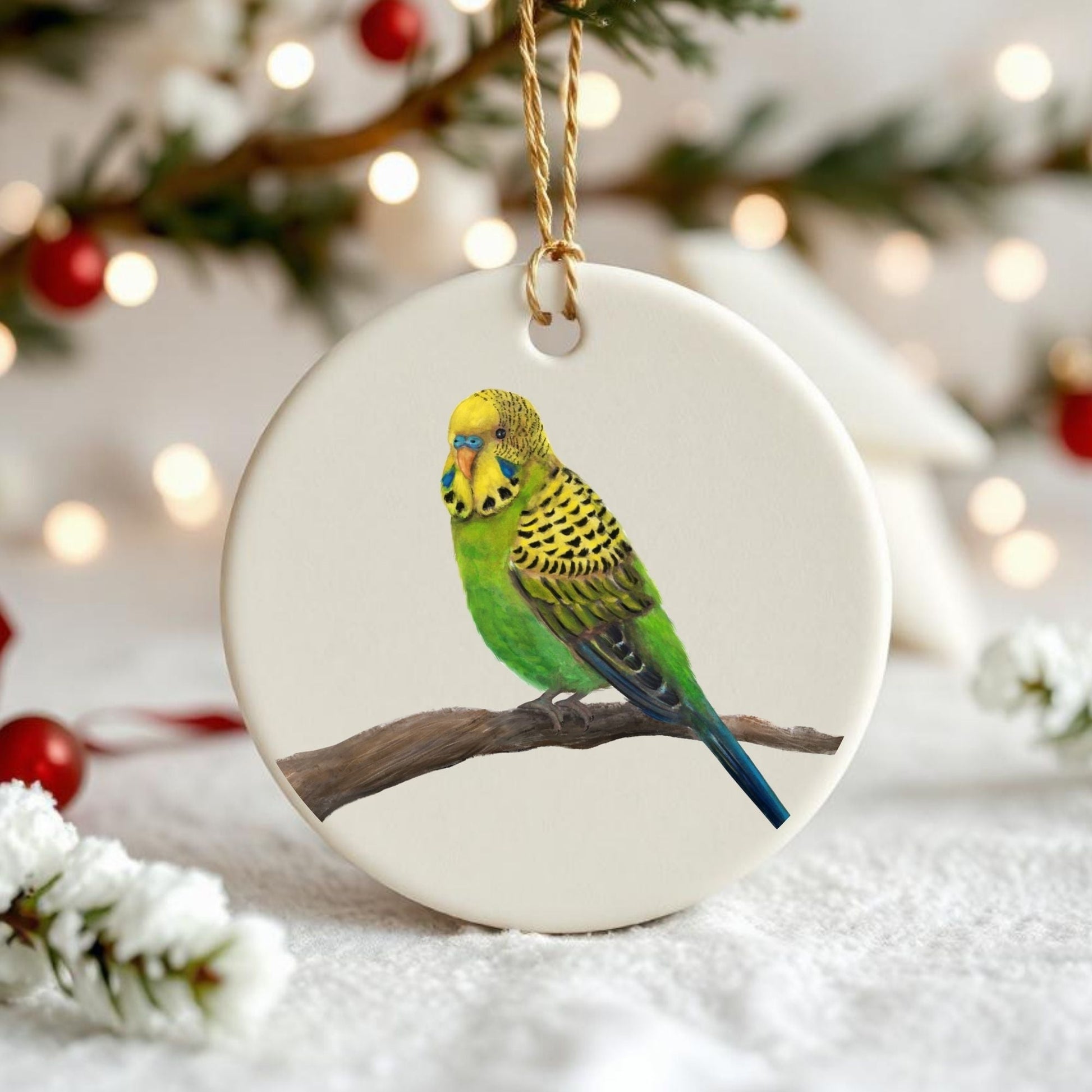 Budgie Ceramic Ornament - MerikaArt