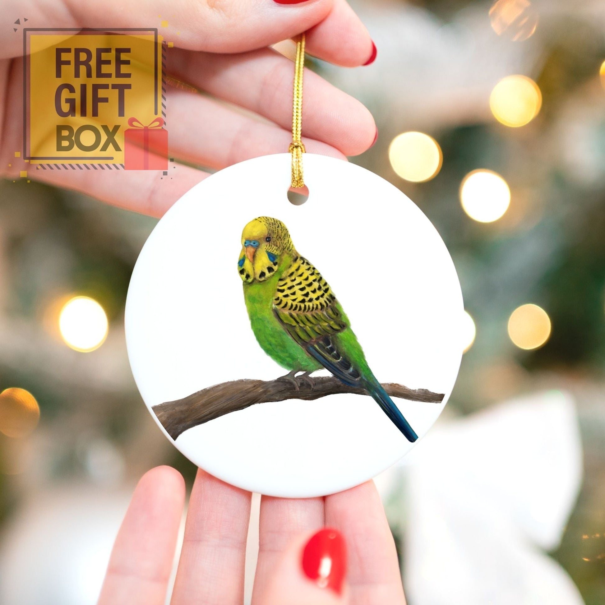 Budgie Ceramic Ornament - MerikaArt