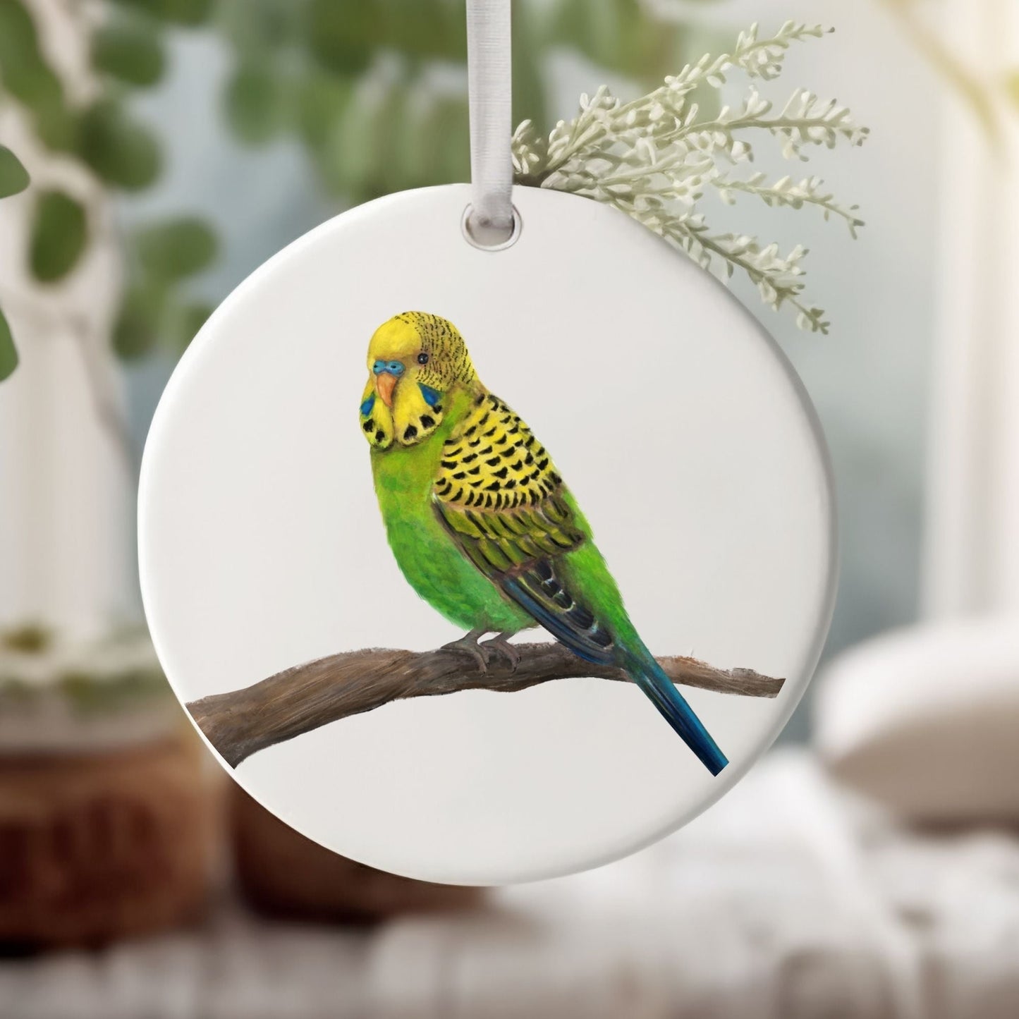 Budgie Ceramic Ornament - MerikaArt
