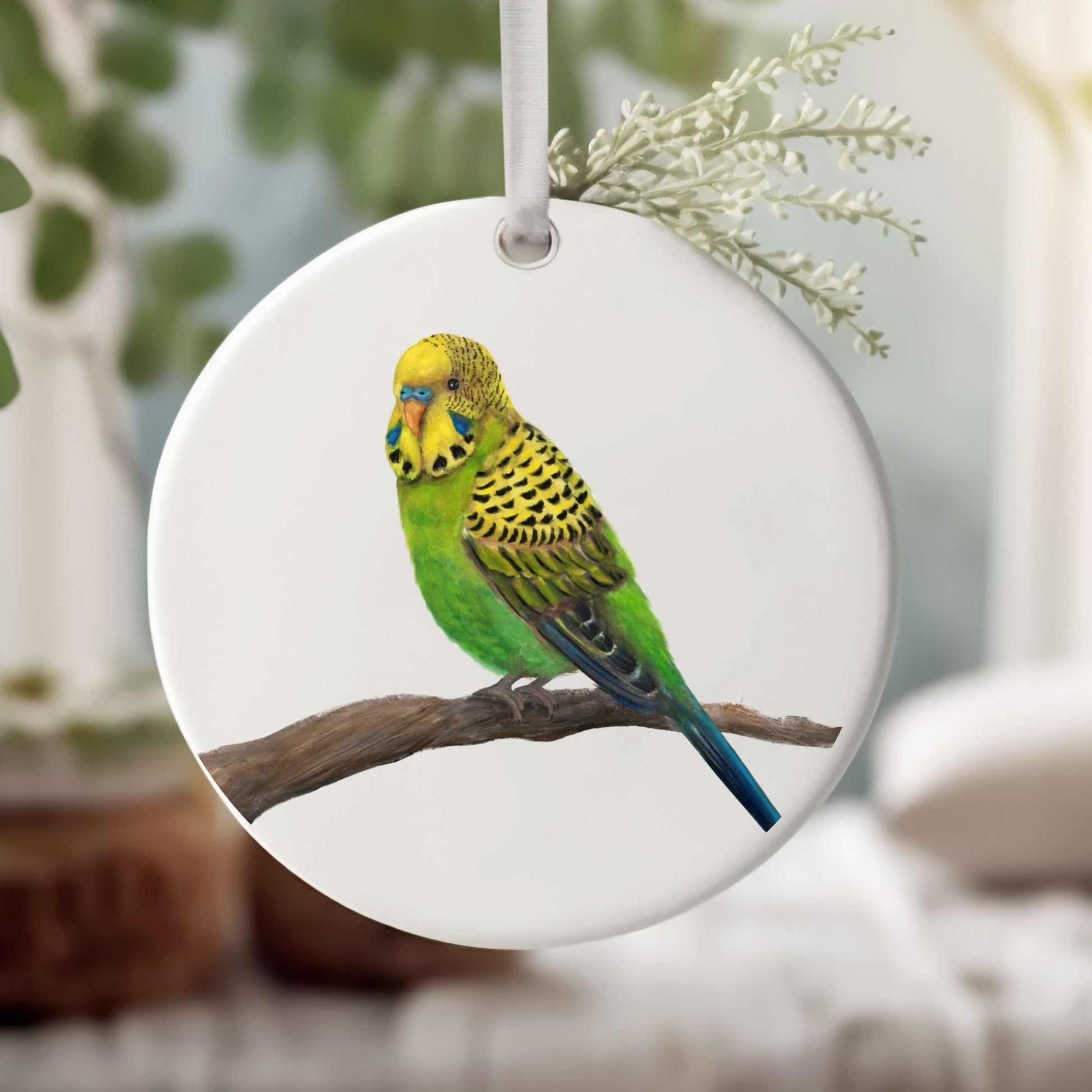 Budgie Ceramic Ornament - MerikaArt