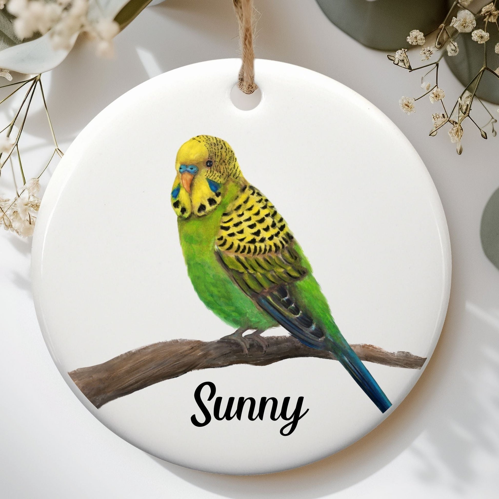 Budgie Ceramic Ornament - MerikaArt