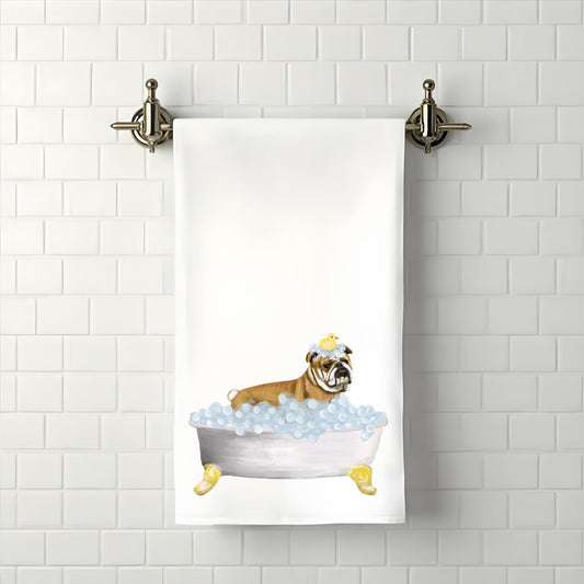 Bulldog Bath Bathroom Towel - MerikaArt