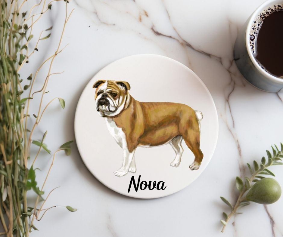 Bulldog Ceramic Coaster - MerikaArt