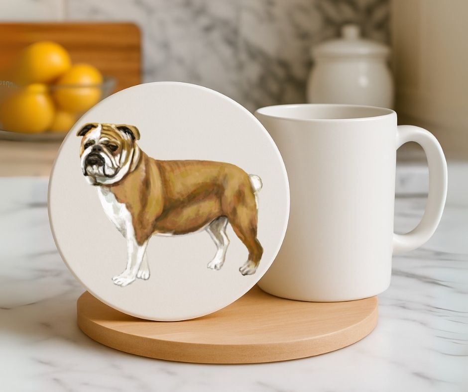 Bulldog Ceramic Coaster - MerikaArt