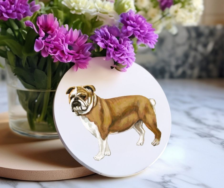 Bulldog Ceramic Coaster - MerikaArt