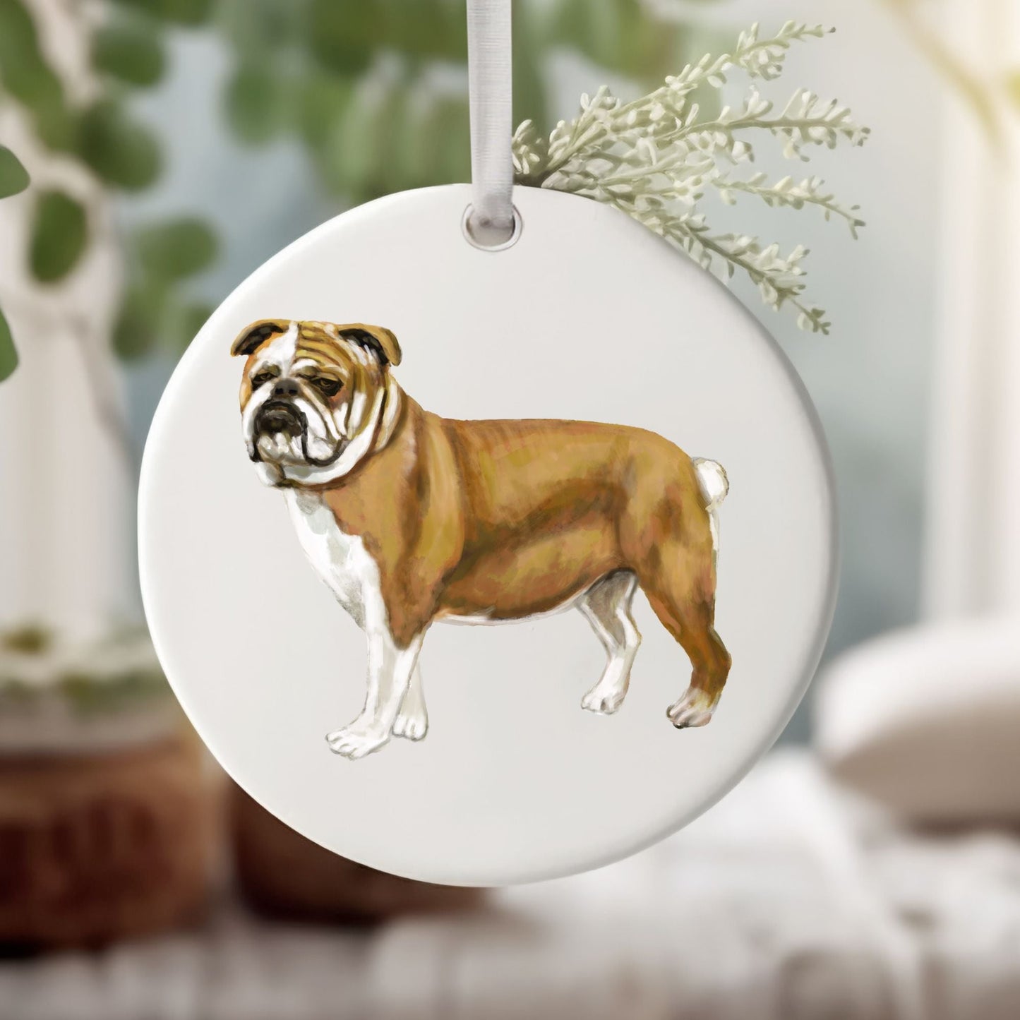 Bulldog Ceramic Ornament - MerikaArt