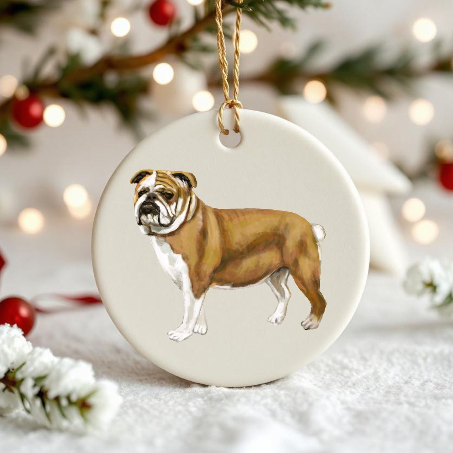 Bulldog Ceramic Ornament - MerikaArt