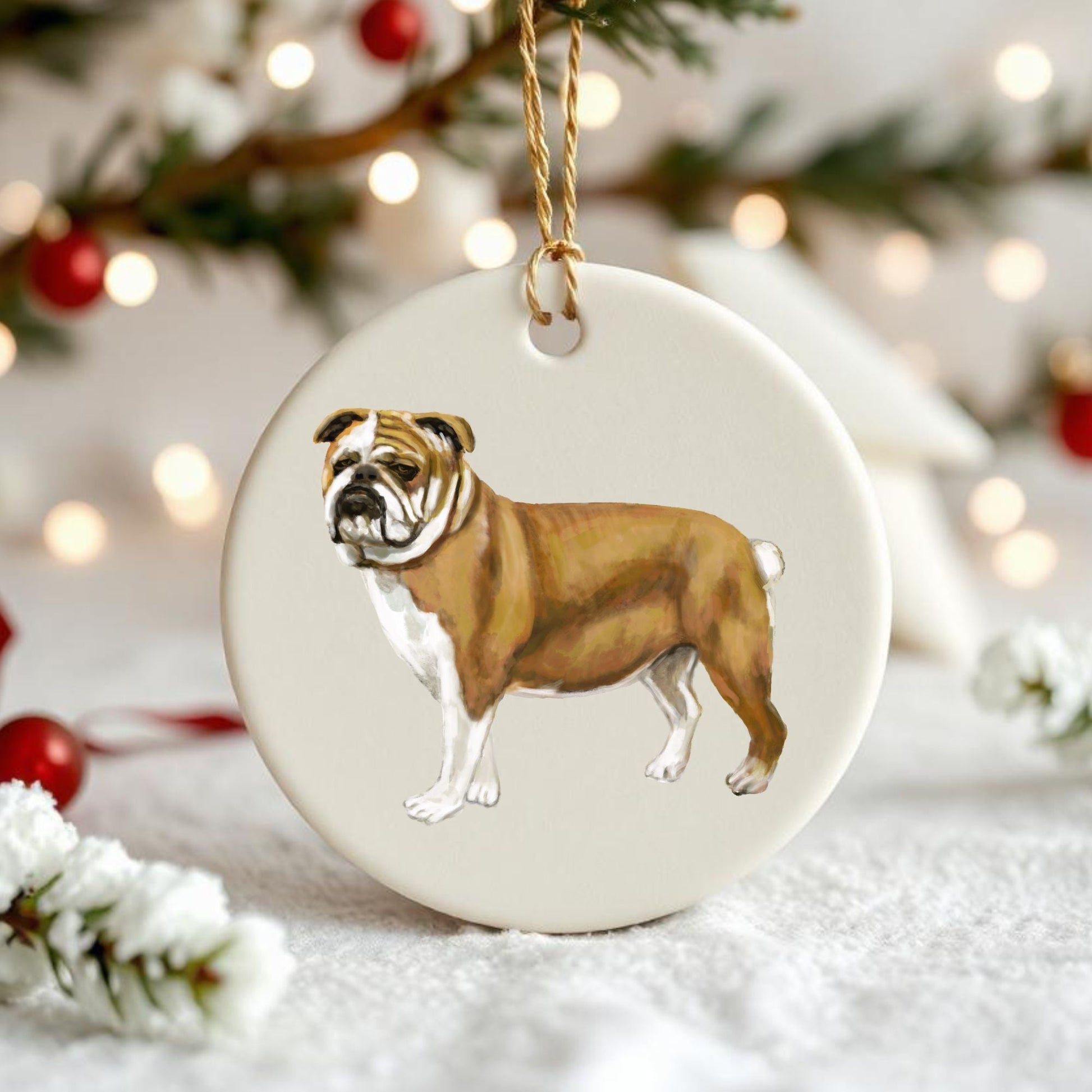 Bulldog Ceramic Ornament - MerikaArt