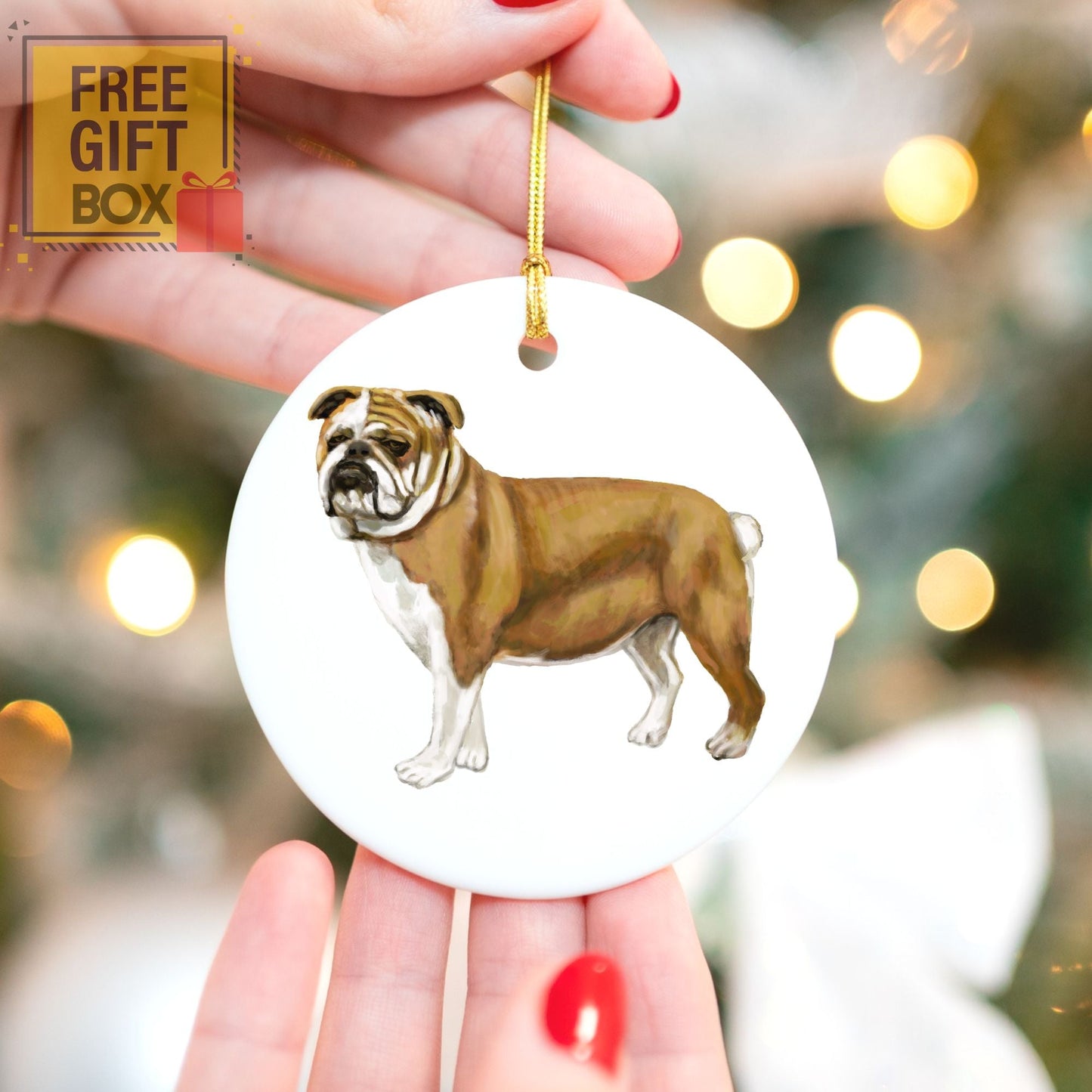 Bulldog Ceramic Ornament - MerikaArt
