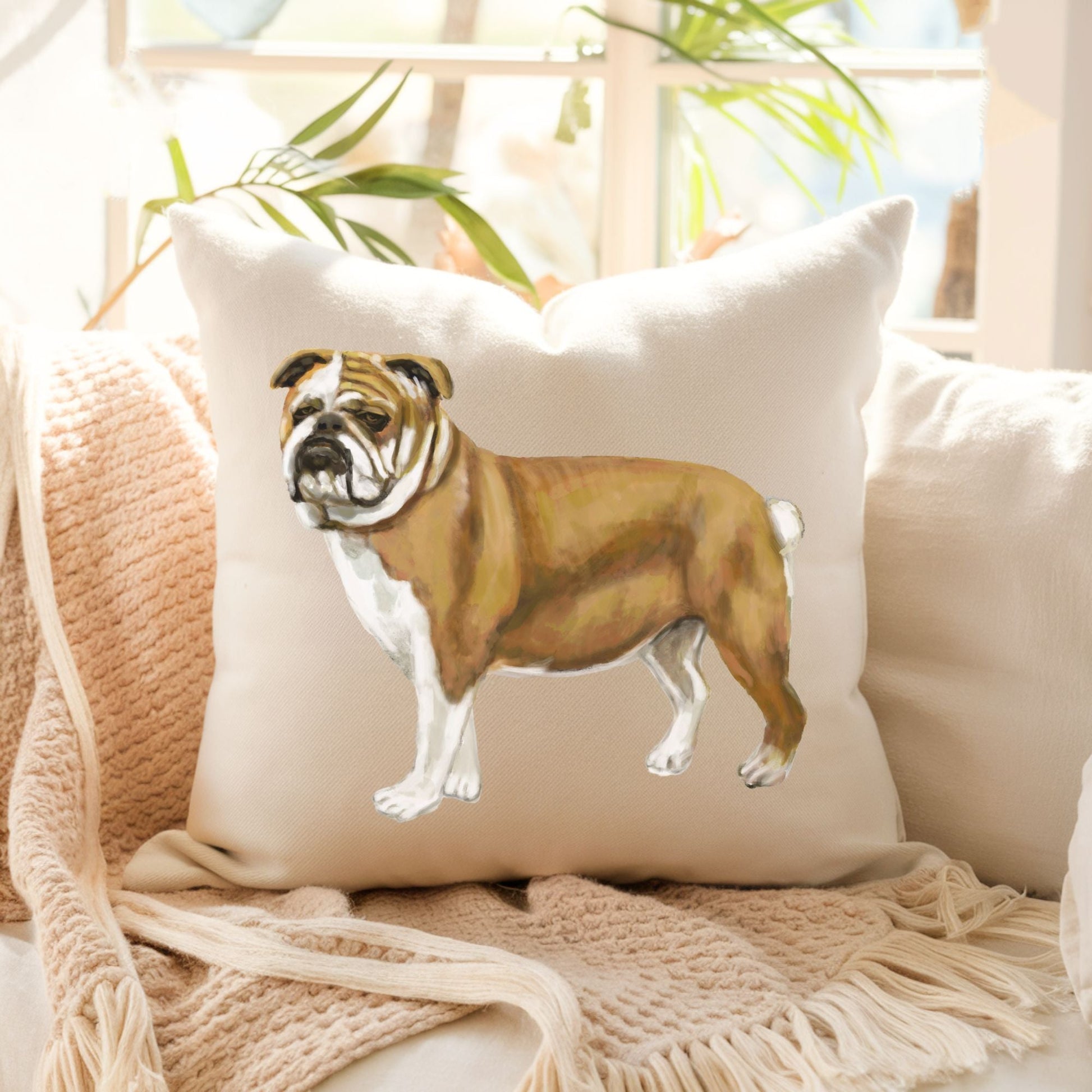Bulldog Pillow - MerikaArt