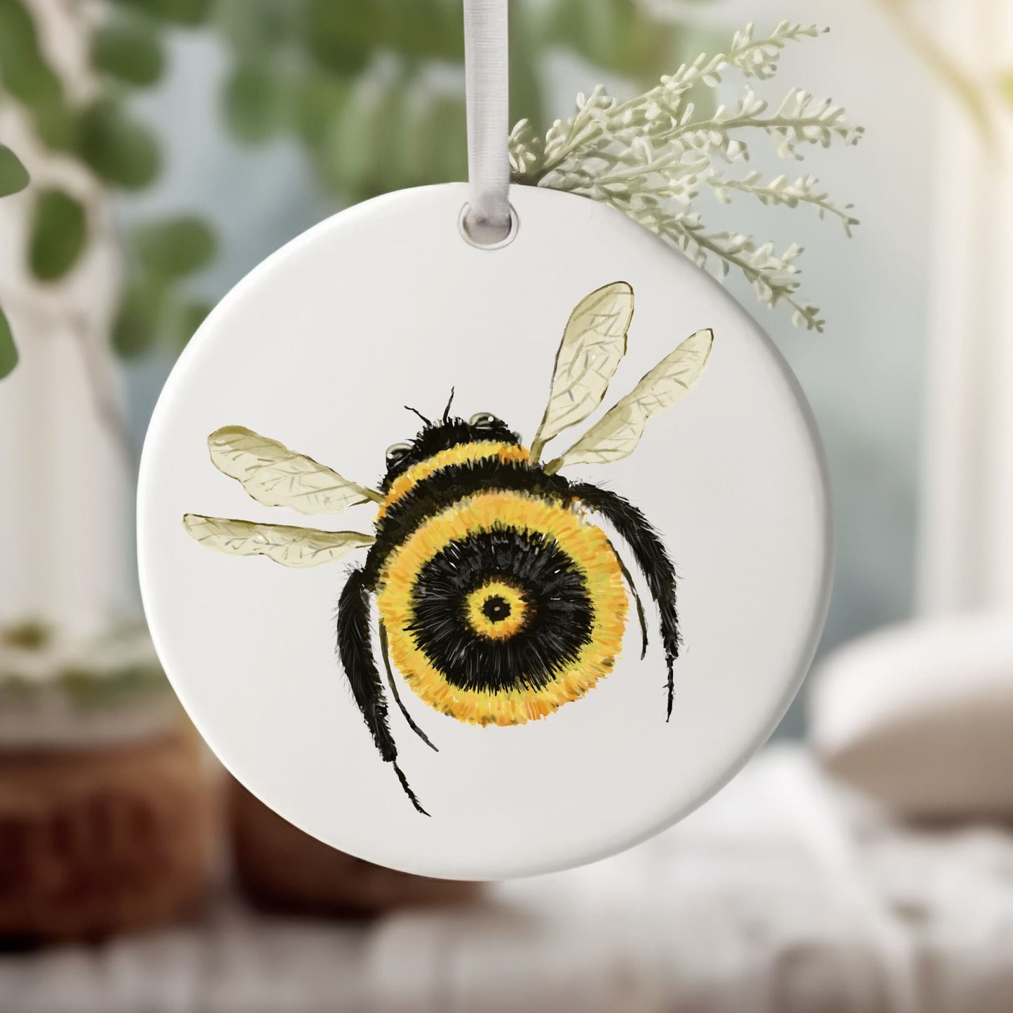 Bumblebee Ceramic Christmas Ornament - MerikaArt