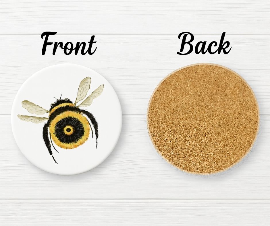 Bumblebee Ceramic Coaster - MerikaArt