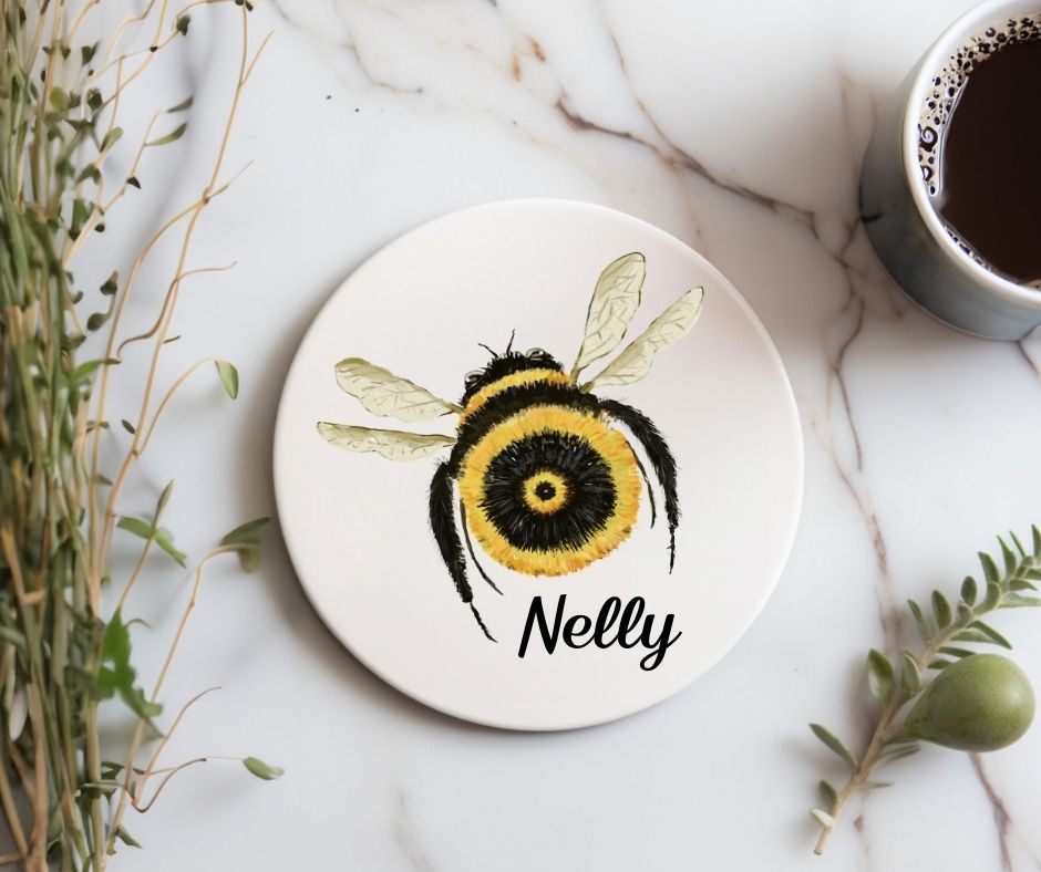 Bumblebee Ceramic Coaster - MerikaArt