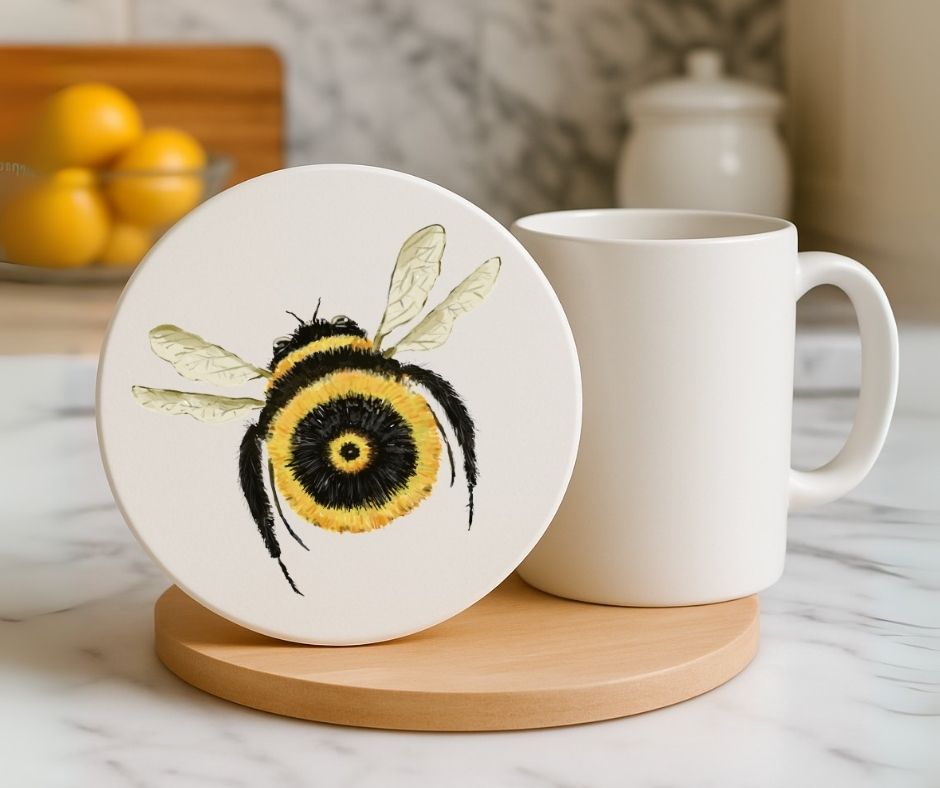 Bumblebee Ceramic Coaster - MerikaArt