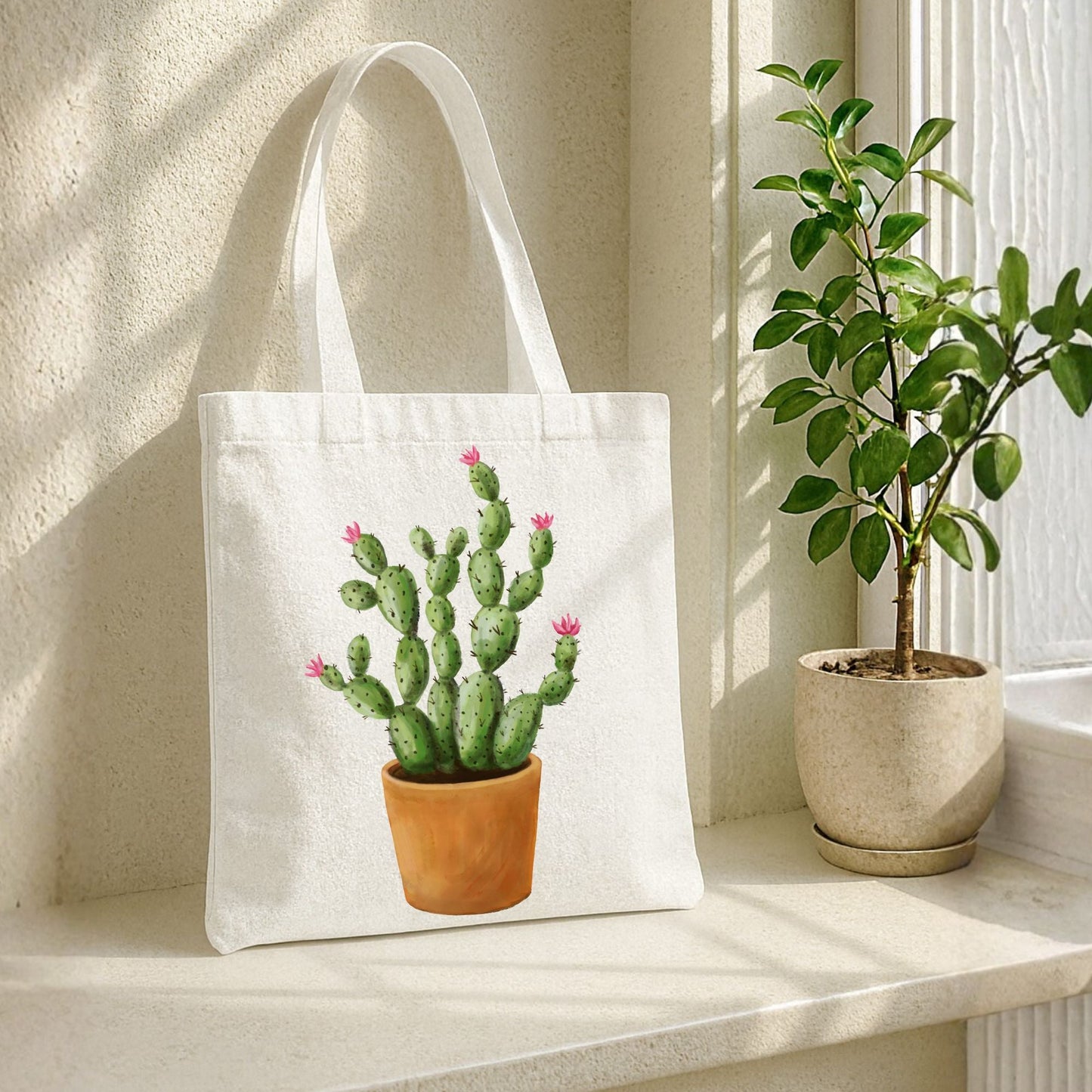 Cactus Canvas Tote Bag - MerikaArt