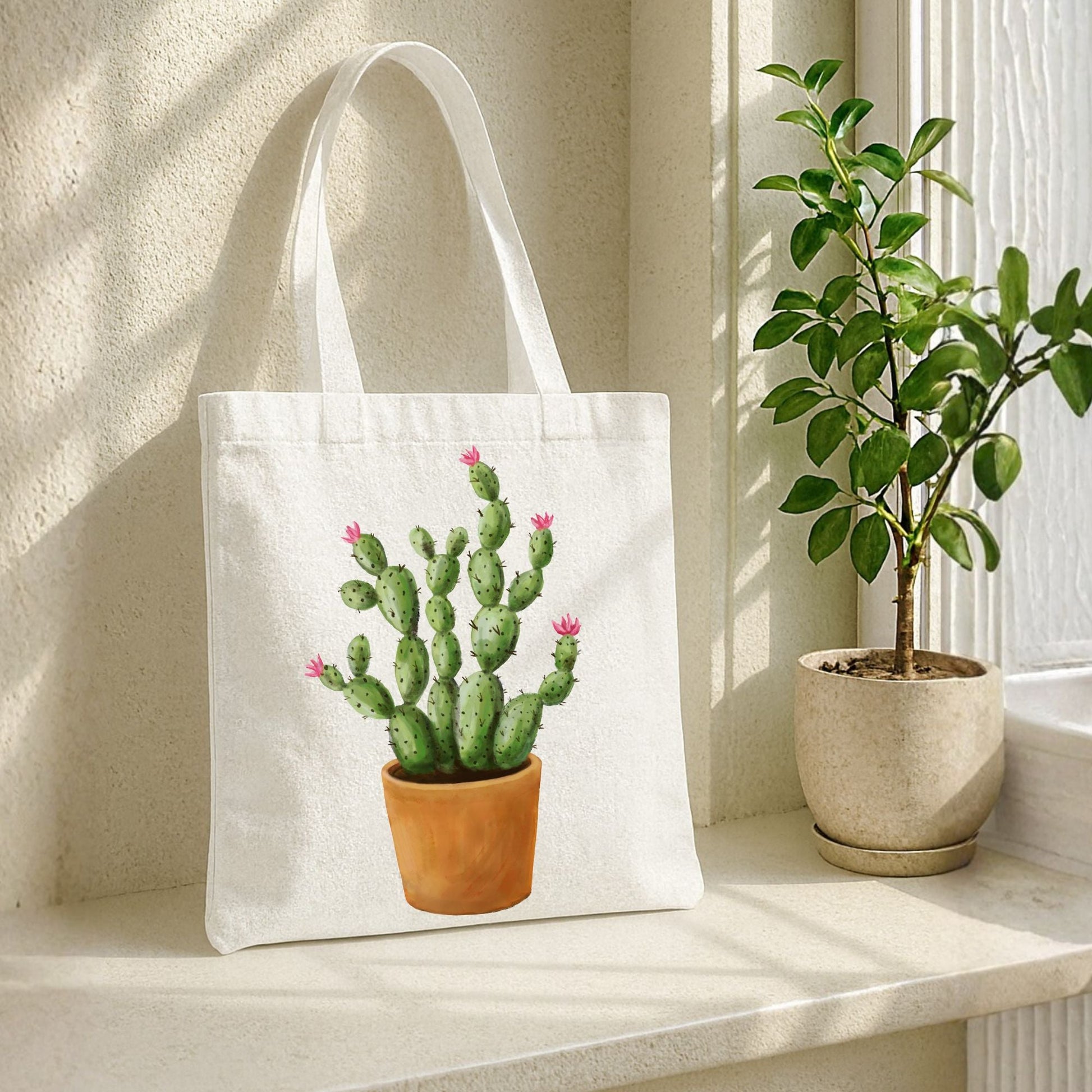 Cactus Canvas Tote Bag - MerikaArt