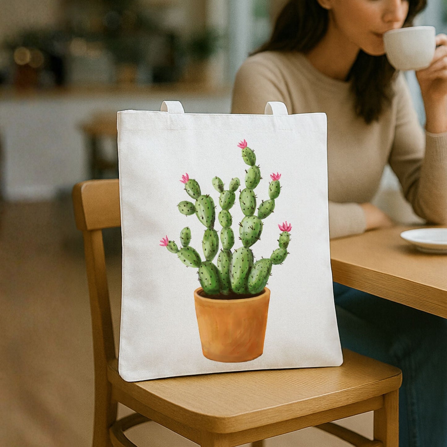 Cactus Canvas Tote Bag - MerikaArt