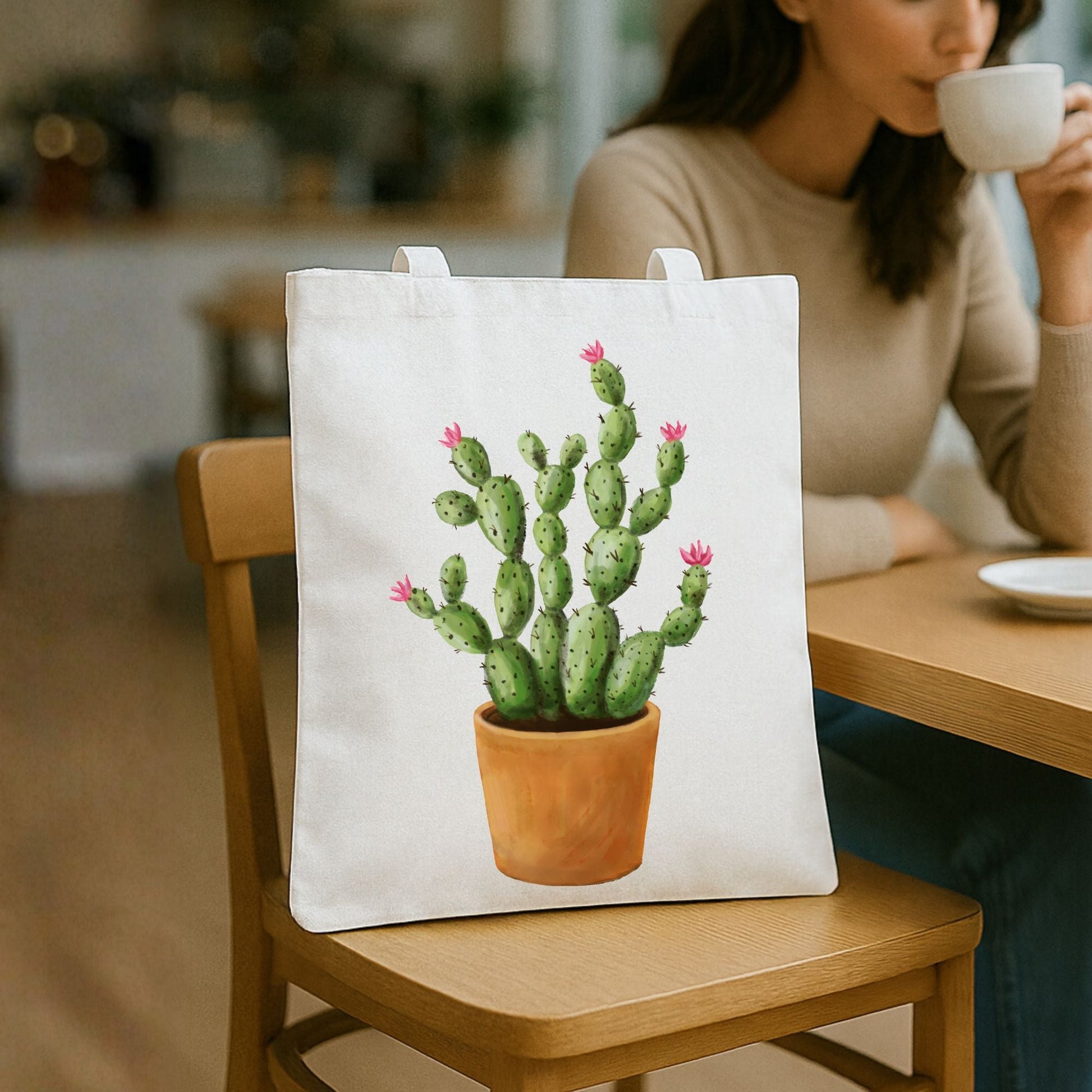 Cactus Canvas Tote Bag - MerikaArt